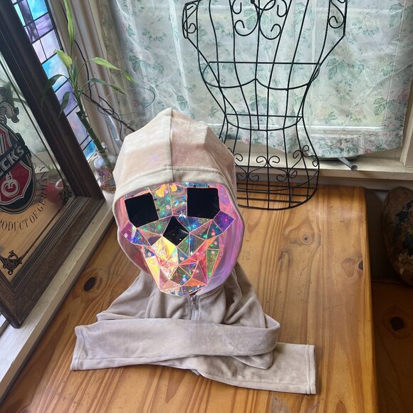 Out From Under Velour Cropped Corset Zip-Up Hoodie Ivory Size M Urban Outfitters - Picture 4 of 15